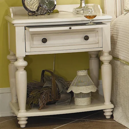 Open Nightstand with Turned Legs